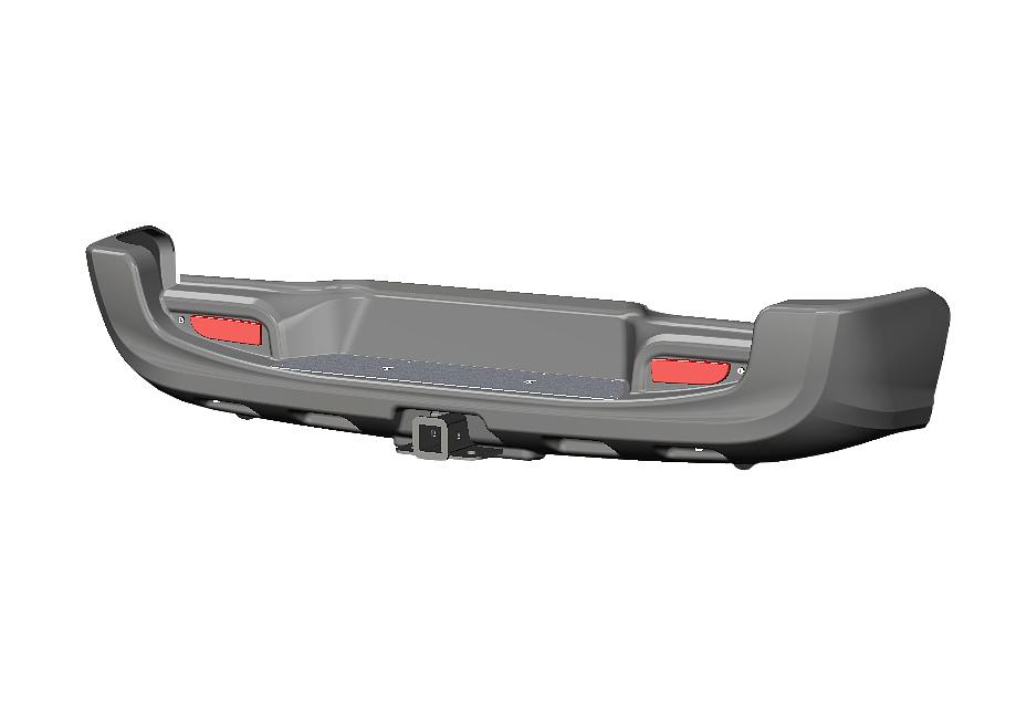 Бампер АВС-Дизайн задний с квадратом под дополнительное оборудование Toyota Hilux 2015- под покраску
