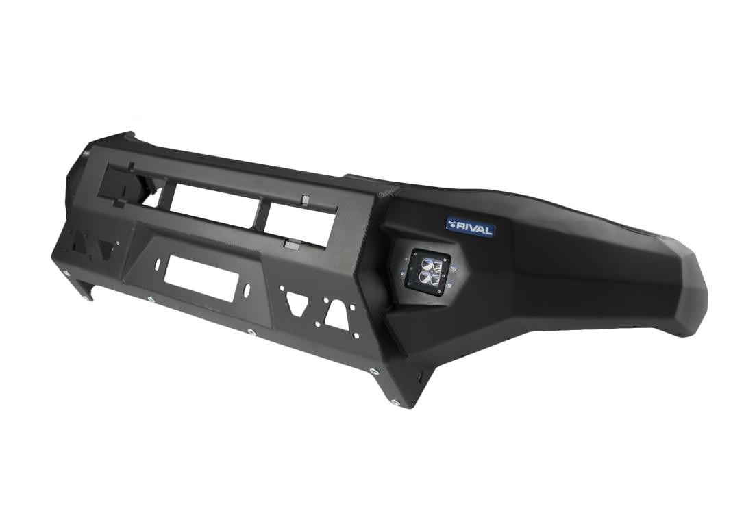 Бампер Rival силовой передний алюминиевый для Toyota HiLux Revo 2021- (черный, без ПТФ)